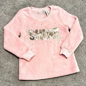 Cynthia Rowly Pink Soft Fleece & Gold Sequins “SHINE” sweatshirt Size 4T